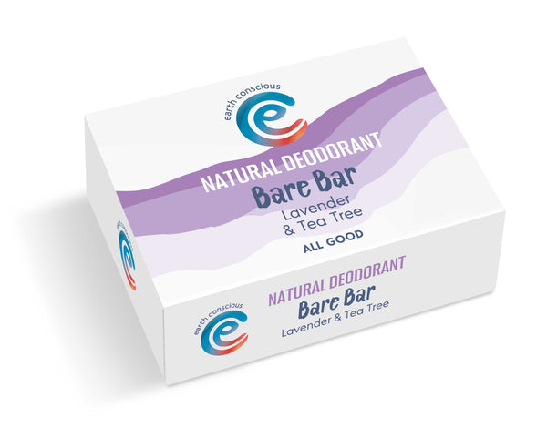 Natural deodorant bar with lavender scent, eco-friendly packaging, made on the Isle of Wight