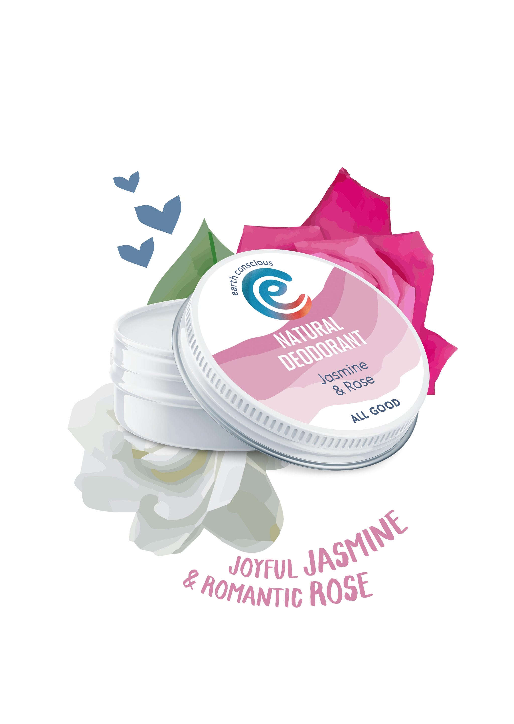 Earth Conscious Tin Background Illustrations -  featuring jasmine natural deodorant