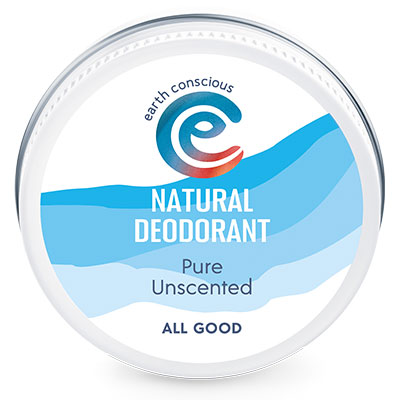 Earth Conscious Tin Pure Unscented - closed, new design for natural deodorant