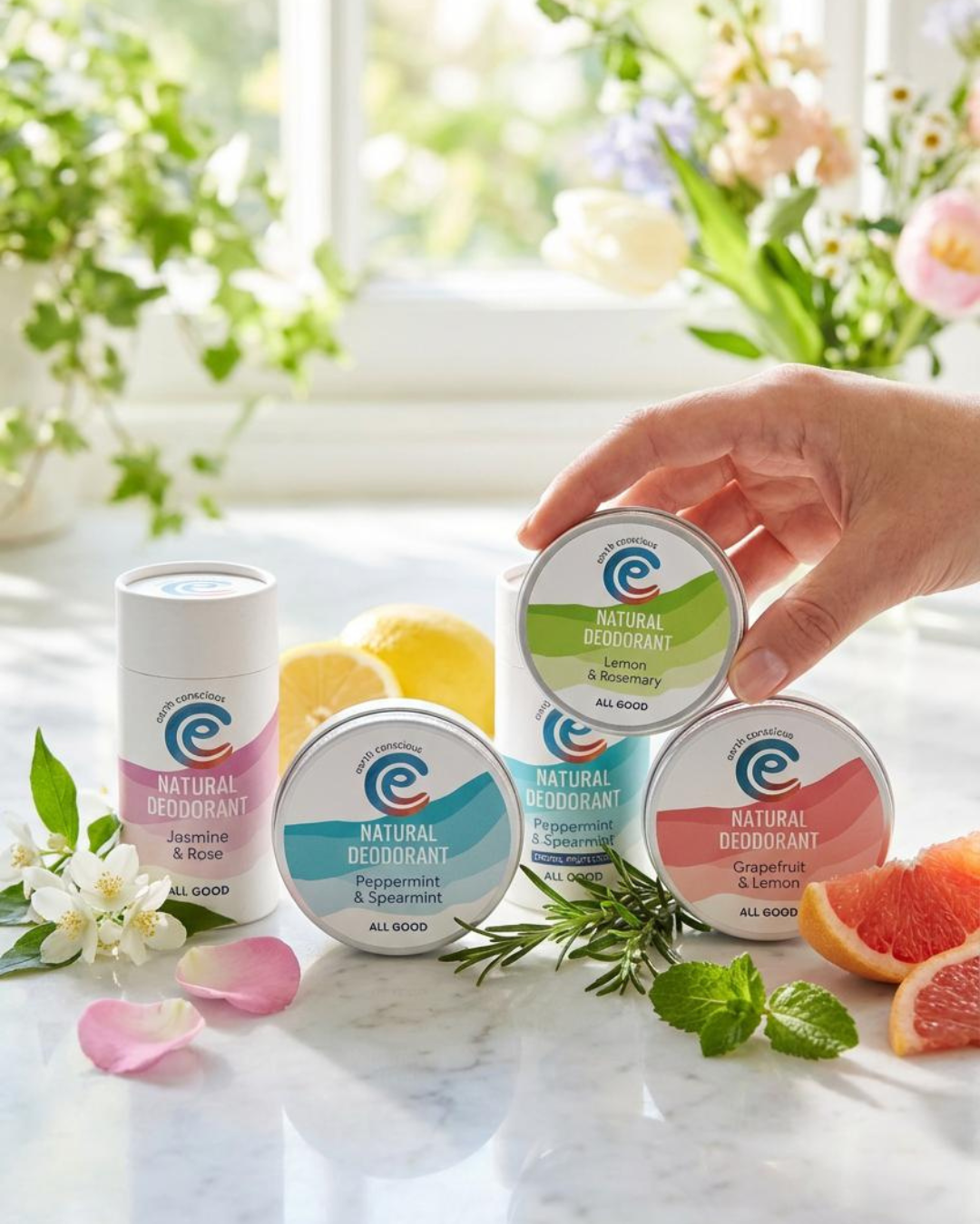 plastic free collection of natural deodorant