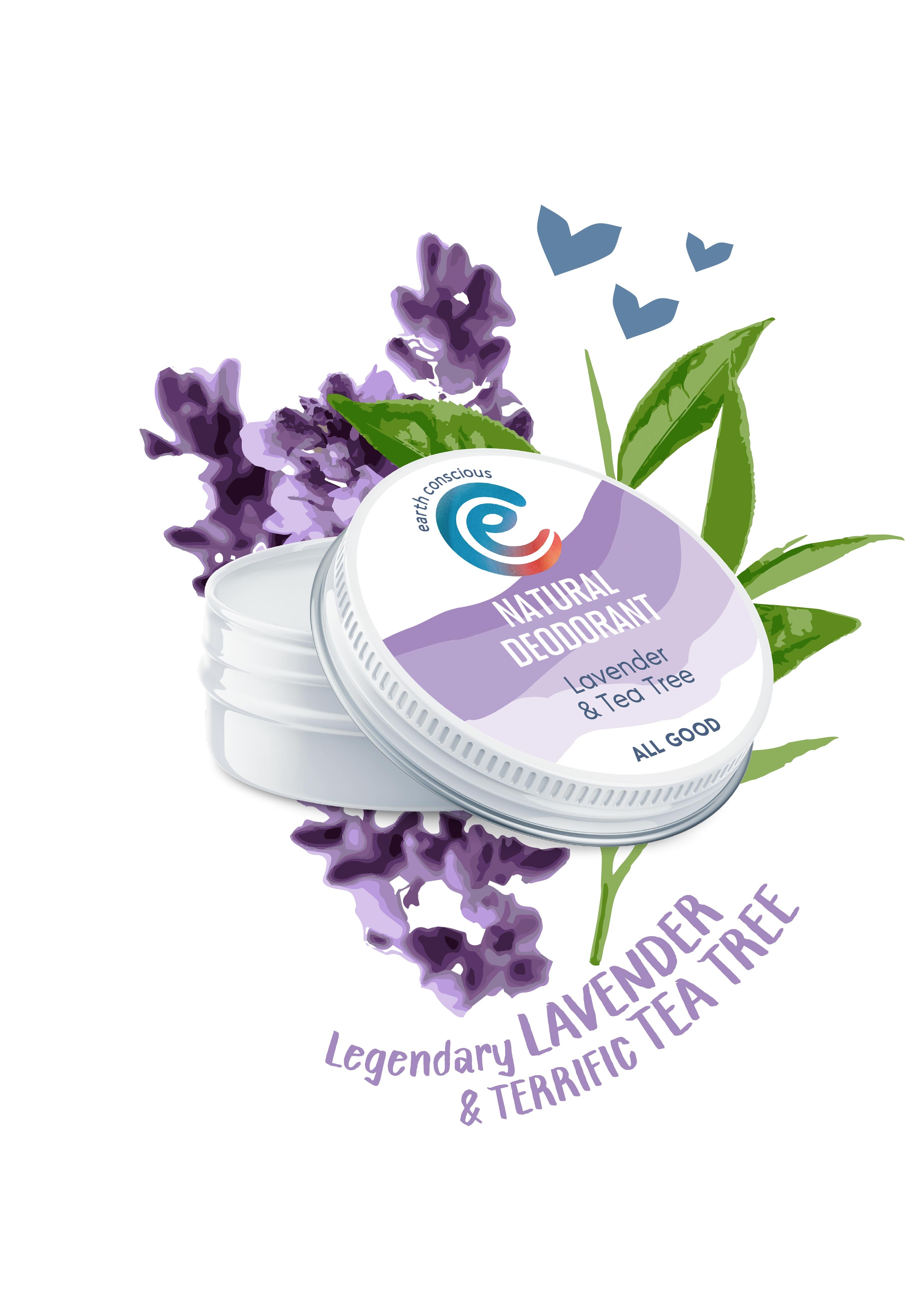 earth science natural deodorant tea tree lavender LAVENDER Natural Deodorant Balm 60g – Earth Conscious