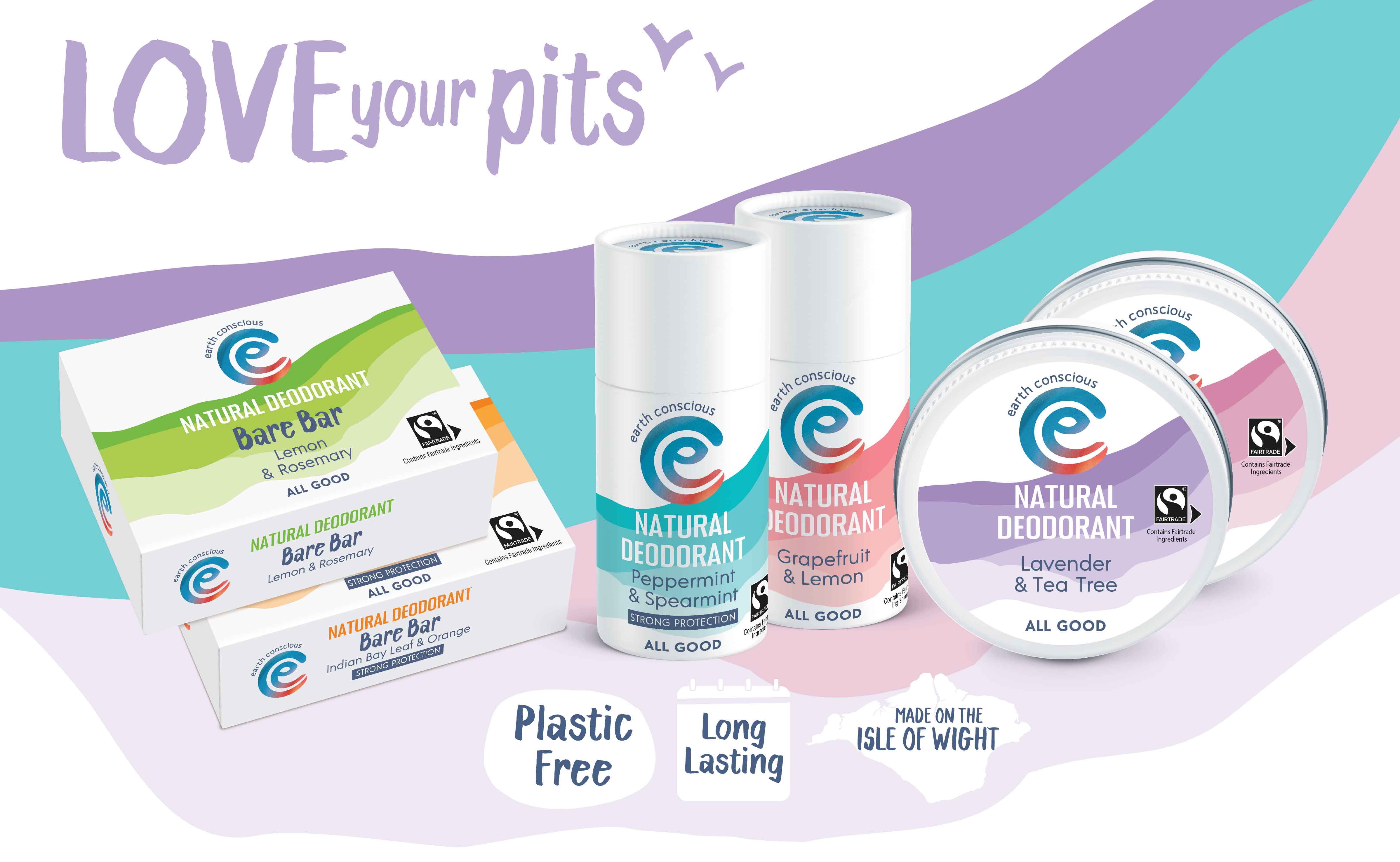 Earth Conscious Natural Deodorant Range - eco-friendly and effective natural deodorants. Long lasting, Plastic free and Made on the Isle of Wight