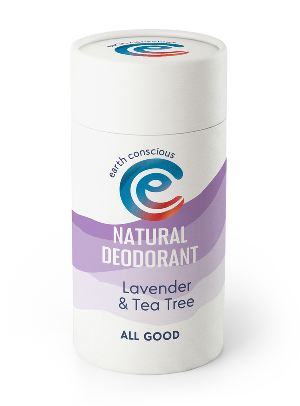 Earth Conscious natural deodorant stick on a white background