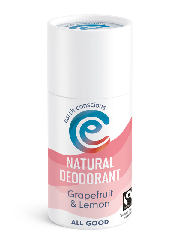 Earth Conscious Stick Grapefruit and Lemon - natural deodorant with new 2023 design and lid