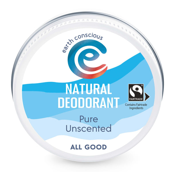 Earth Conscious Tin Pure Unscented - closed, new design for natural deodorant