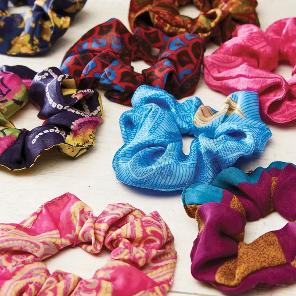 Sustainable Hair Scrunchies – Handmade from Recycled Sari Fabric