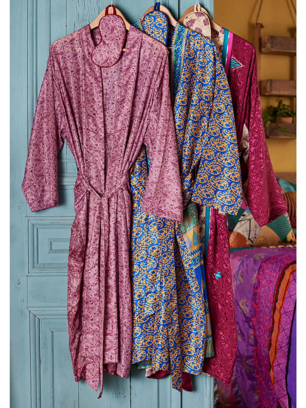 Recycled Sari Dressing Gown & Eye Mask | Up-cycled Robe