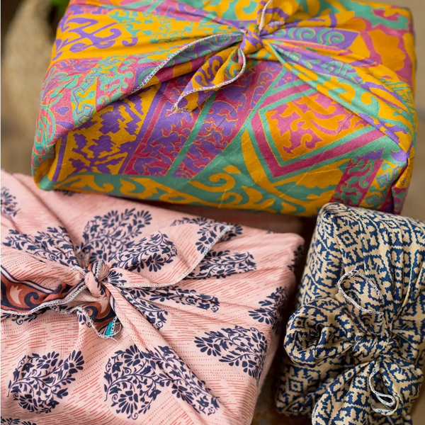 Recycled Sari Gift Wrap - Pack of 4
