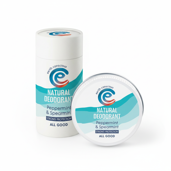 Peppermint natural deodorant stick and tin